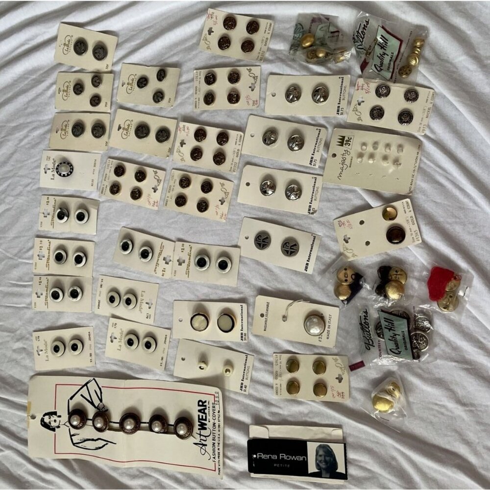 Vintage JHB International Silver Star Metal Buttons 2-Count Cards Sewing Craft S